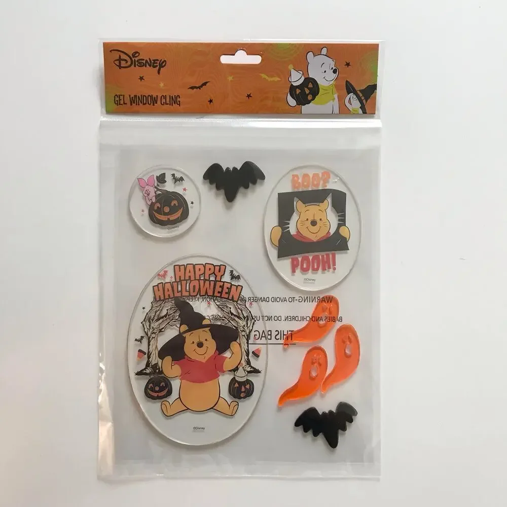 3/$20 Disney Winnie The Pooh New In Package Set of 8 Halloween Gel Clings